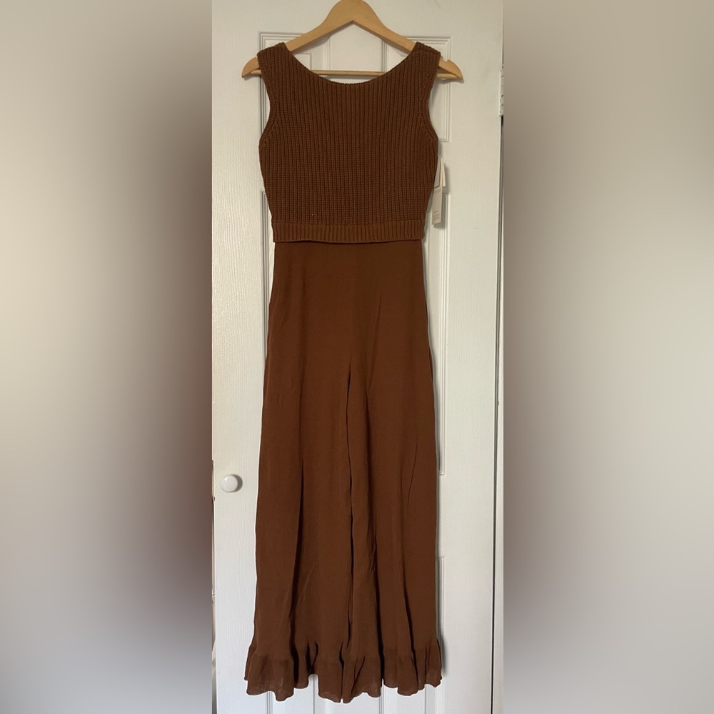 Women’s Knit Brown Jumpsuit, Size M